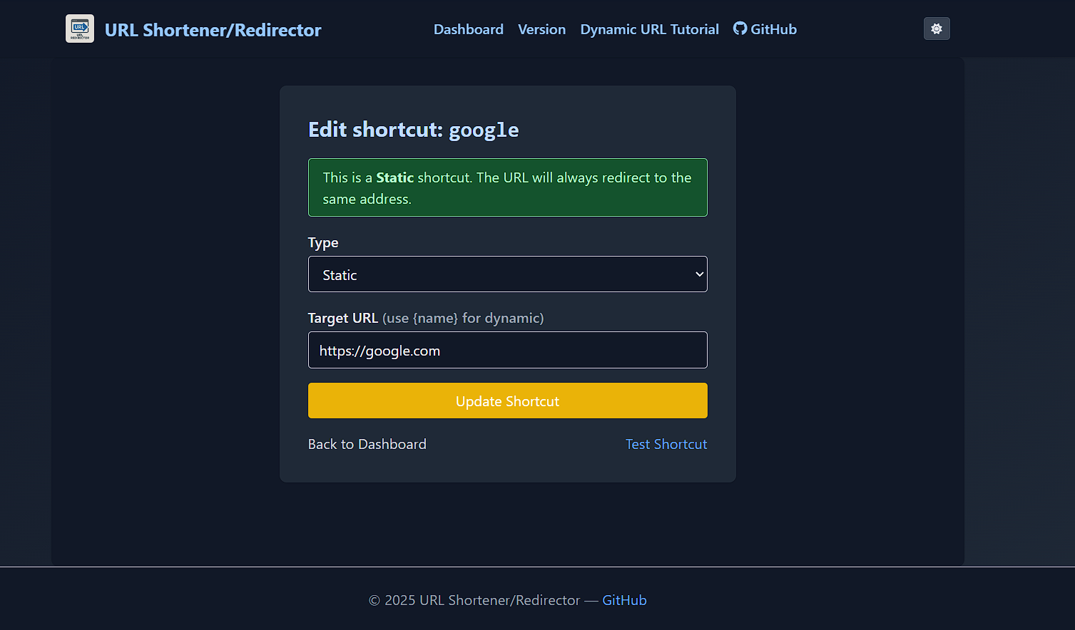 Edit Shortcut Screenshot