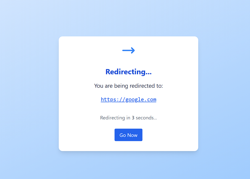 Redirect Page Screenshot