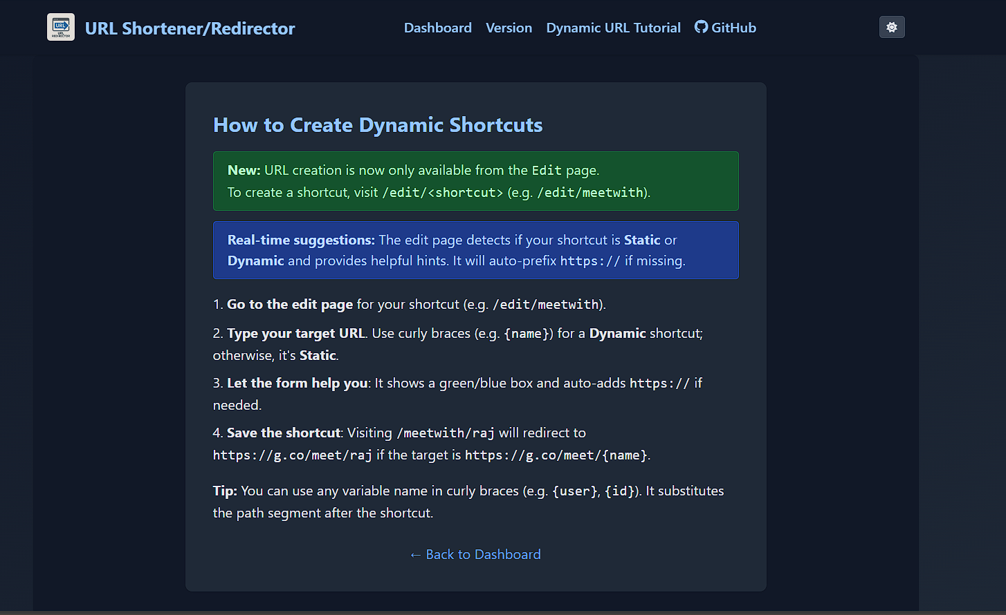 Dynamic Shortcut Screenshot